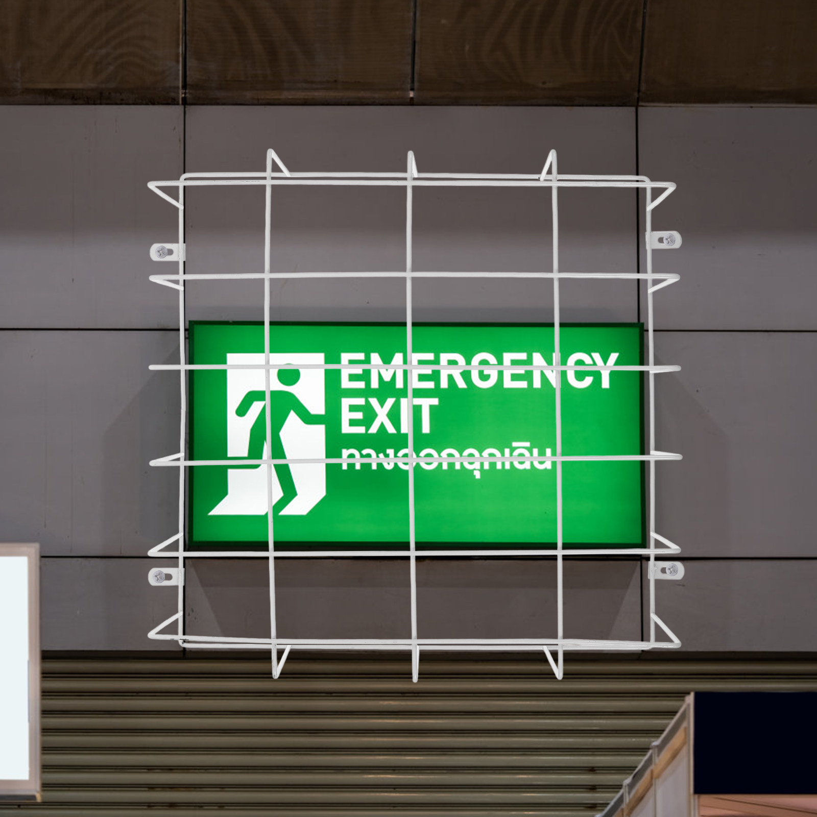 Emergency Exit Sign - Gaiola Protetora de Aço Inoxidável para