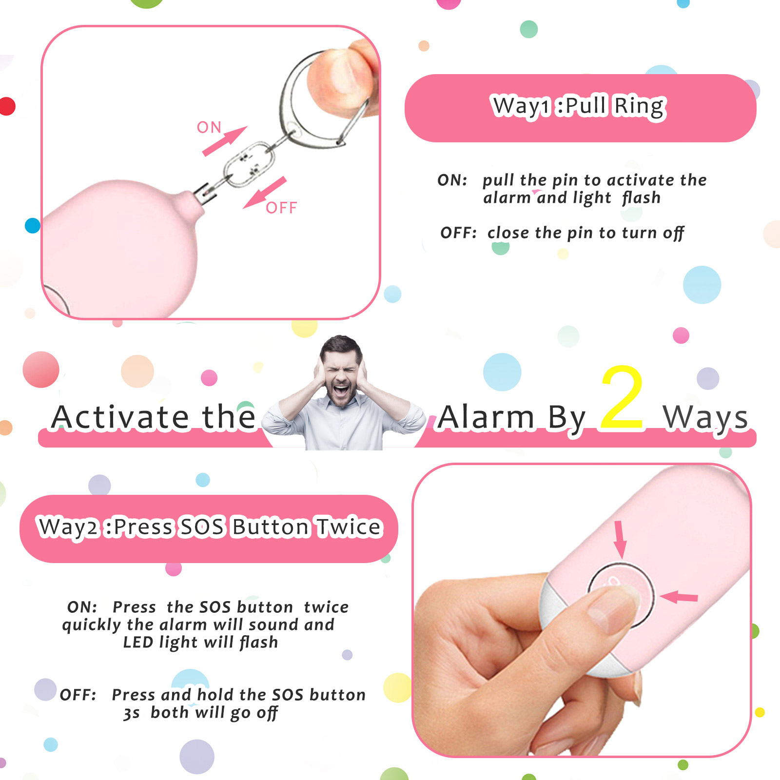 1pc ultra-alto 130db chaveiro  - Personal Alarm Keychain avaliação e preço